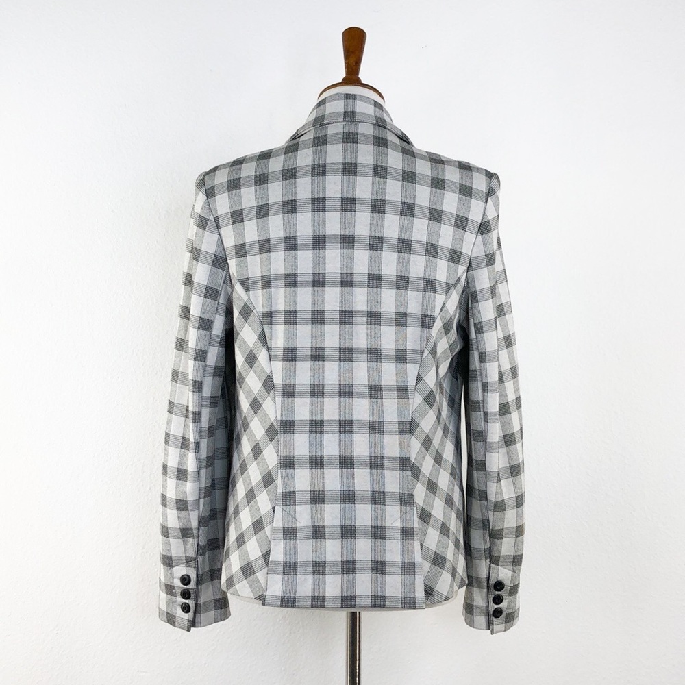 Cabi Grey & Cream Checkered Button Front Blazer - image 4